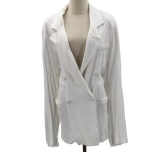 FOREVER 21 SZ 2X plus white rayon double breasted blazer jacket NWT B102